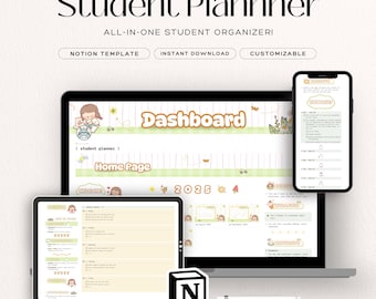 Notion studentplannersjabloon, schoolopdrachttracker, organisator hogeschoolstudie, collegerooster Notion-dashboard | Notion Organizer