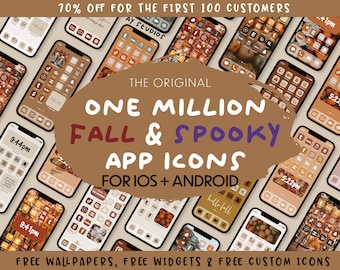 1 MILLION+ MEGA BUNDLE | Fall and Spooky App Icons | Autumn Aesthetic iOS14 App Covers | Bonus Widgets and Wallpapers | iPhone & Android