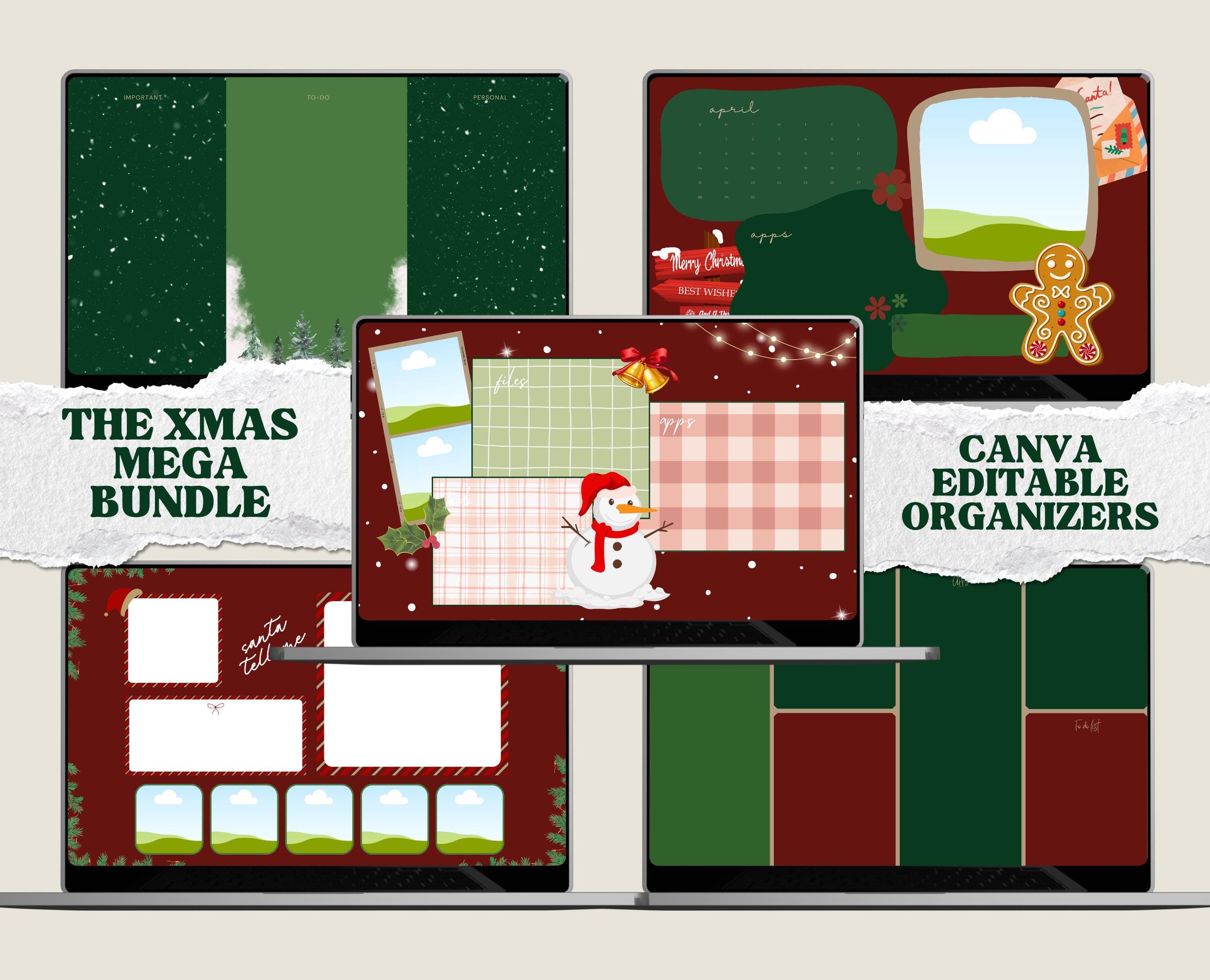 MEGA CHRISTMAS Collection Editable | Desktop Organizers | Laptop ...