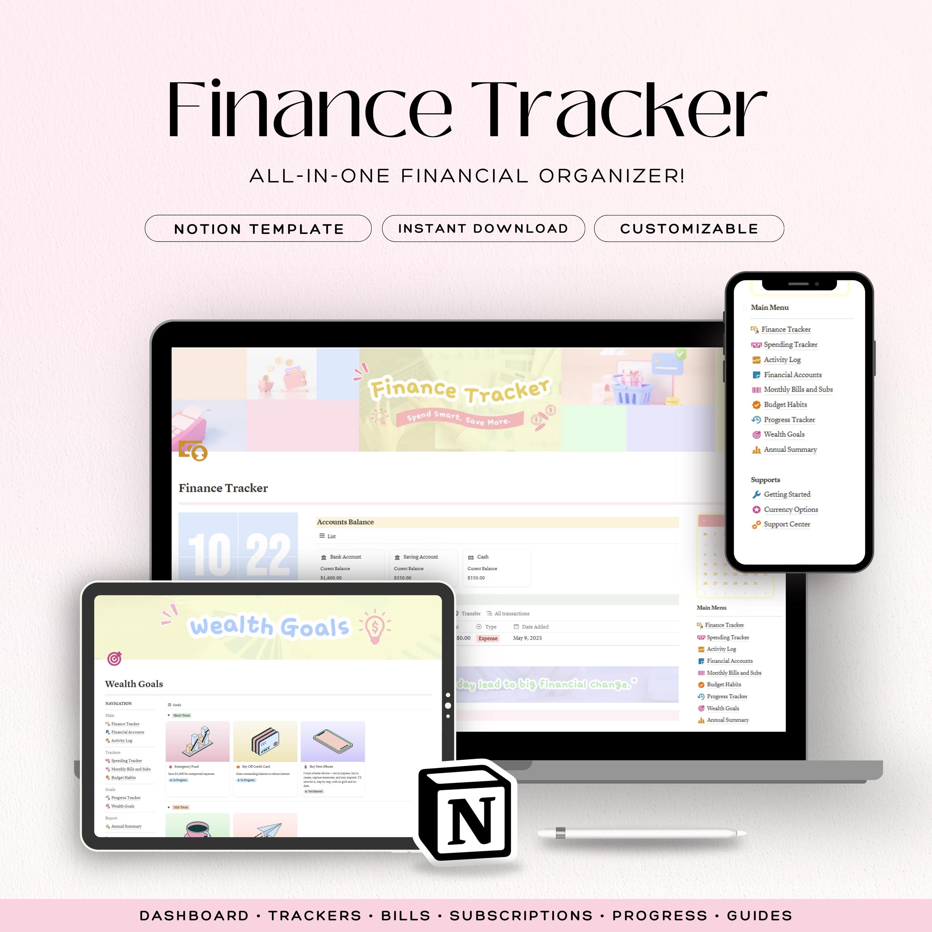 Personal Finance Notion Template | Budget Tracker & Expense Log ...