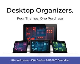 2021 Desktop Organizer Calendar | Heads Up Display Futuristic Theme |  Mac Wallpaper Organizer | MacBook Folder Icons | Windows Organizer