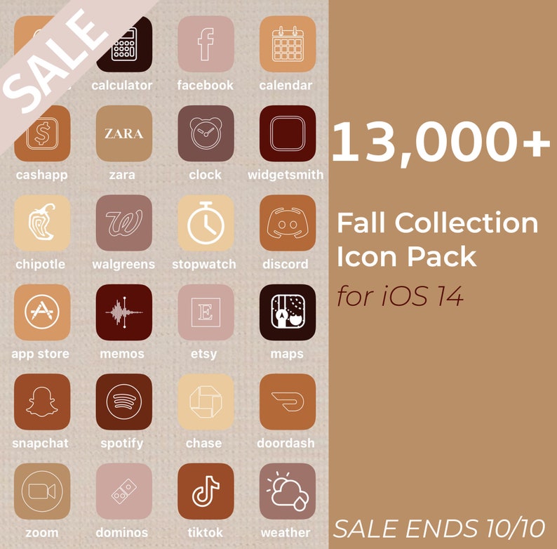 13000 iPhone IOS 14 App Fall Collection Icons Pack White