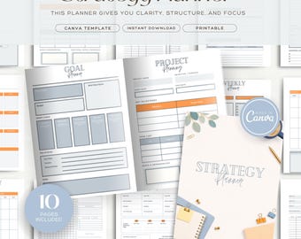 Strategy Planner | Productivity, Project & Goal Planning Digital Download | Daily, Weekly, Monthly, Finance Overview