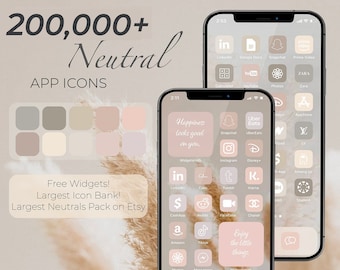 Plus de 200 000 icônes iOS haute résolution beige neutre blanc | Esthétique de l'application iPhone iOS 17 | Icônes personnalisées gratuites| Widgets de l'écran d'accueil IOS17