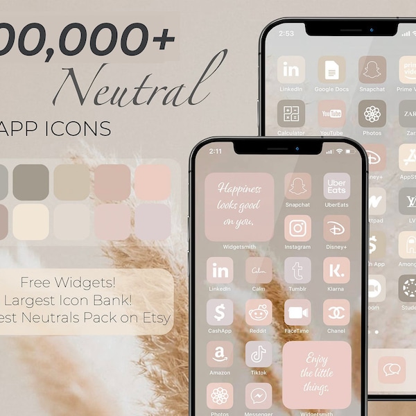 200.000+ Hoge resolutie iOS Neutraal Beige Wit Pictogrammenpakket | iPhone iOS 17 App-esthetiek | Gratis aangepaste pictogrammen| IOS17-startschermwidgets