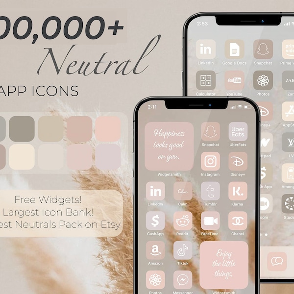 Pacchetto di oltre 200.000 icone bianche beige neutre iOS ad alta risoluzione / Estetica app iPhone iOS 17 / Icone personalizzate gratuite / Widget schermata iniziale iOS 17