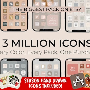 3,000,000+ High Resolution iOS Icons Pack Mega Bundle | iPhone IOS 14 App Aesthetic | Free Custom Icons | IOS14 Phone Home Screen Widget