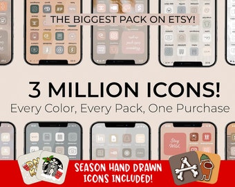 Über 3.000.000 hochauflösende iOS Icons Pack Mega Bundle | iPhone IOS 14 App Ästhetik | Kostenlose benutzerdefinierte Symbole | IOS14-Telefon-Startbildschirm-Widget