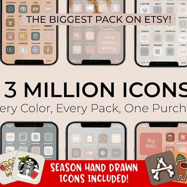 3,000,000+ High Resolution iOS Icons Pack Mega Bundle | iPhone iOS 17 App Aesthetic | Free Custom Icons | IOS17 Phone Home Screen Widget