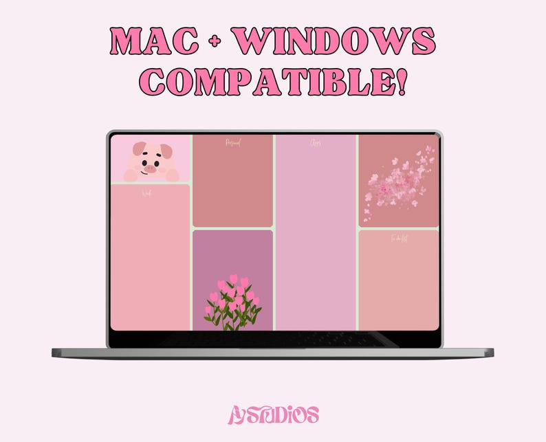 Editable Pink Desktop Organizers | Desktop Wallpapers & Folder Icons ...