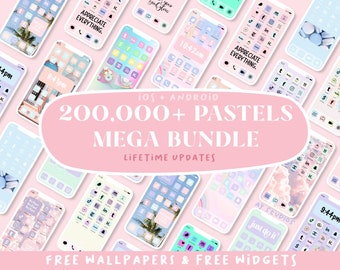 200,000+ PASTELS MEGA BUNDLE  |  Neon Icons Aesthetic | iOS14 + 15 Social Media iPhone | Personalised Home Screen Widget | iPhone + Android