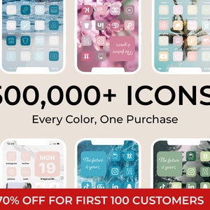 500,000+ High Resolution iOS Icons Color Pack Mega Bundle | iPhone IOS 14 App Aesthetic | Free Custom Icons | IOS14 Phone Home Screen Widget