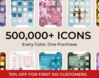 500,000+ High Resolution iOS Icons Color Pack Mega Bundle | iPhone IOS 14 App Aesthetic | Free Custom Icons | IOS14 Phone Home Screen Widget