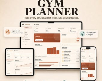 Workout Tracker App | Gym Progress Planner | Progressive Overload Log, 1RM Calculator, PR Tracker | Offline + Online | Instant Download