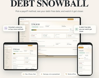 Debt Payoff Planner App Snowball Avalanche Calculator Debt Tracker Credit Card Payoff Budget Planner Digital Download Works Offline