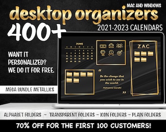 2021-2023 CALENDAR - Desktop Organizer Mega Bundle - Metallic Wallpaper  - Study, Work, Business, To Do - Macbook, Windows Computer