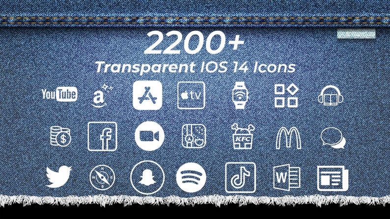 2200+ iPhone IOS 14 App PNG Icons Pack | Transparent White Icons Aesthetic | Social Media Phone IOS14 | Personalised Home Screen Widget 