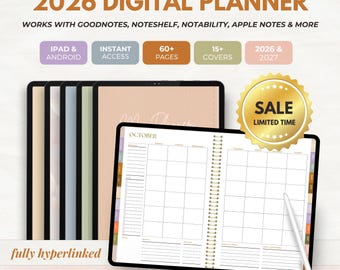 Busy Mom Digital Planner 2026 | Ultimate Family Home & Life Organizer | Meals Budget, Schedules and Self Care Digital Planner