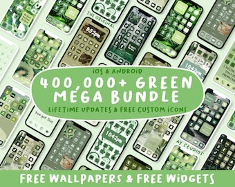 400,000+ GREEN MEGA BUNDLE | Green Aesthetic App Icons | Sage, Neon, Mint iOS14 App Covers | Free Widgets and Wallpapers | iPhone & Android