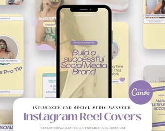 40 Instagram Rolle Cover | Canva bearbeitbare Vorlagen | Ästhetisches Social Media Branding | Influencer & Business Reel Cover Paket
