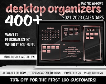 2021-2023 CALENDAR - Desktop Organizer Mega Bundle - Metallic Wallpaper  - Study, Work, Business, To Do - Macbook, Windows Computer