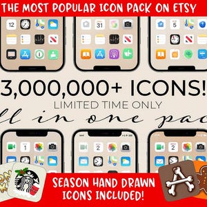 3,000,000+ High Resolution iOS Icons Pack Mega Bundle | iPhone iOS 17 App Aesthetic  | IOS17 Phone Home Screen Widget