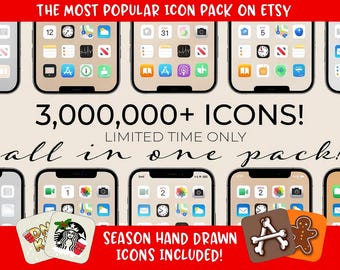 3,000,000+ High Resolution iOS Icons Pack Mega Bundle | iPhone iOS 17 App Aesthetic  | IOS17 Phone Home Screen Widget