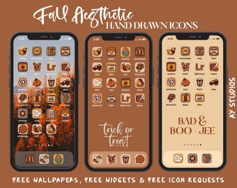 Iconos de aplicaciones de otoño y Halloween / Iconos de aplicaciones de iPhone / Portadas de aplicaciones estéticas de otoño de iOS 17 / Pantalla de inicio personalizada festiva de IOS17 / Otoño espeluznante