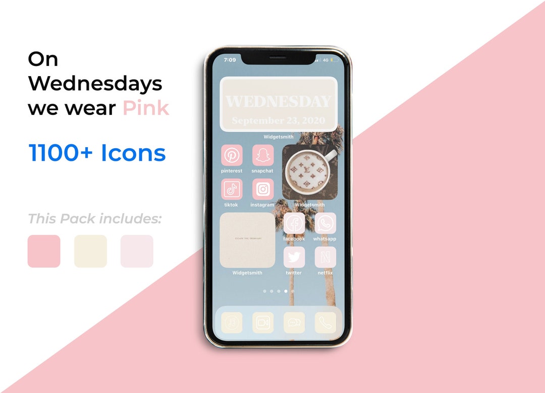 Pink App Ios 1100+ iPhone Ios 17 App Pink Icons Pack | Pink/cream Apps White Icons ...