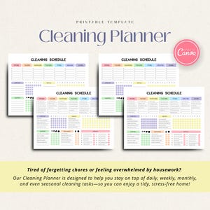 Editable Cleaning Schedule | Printable Cleaning Planner | Digital Chore ...