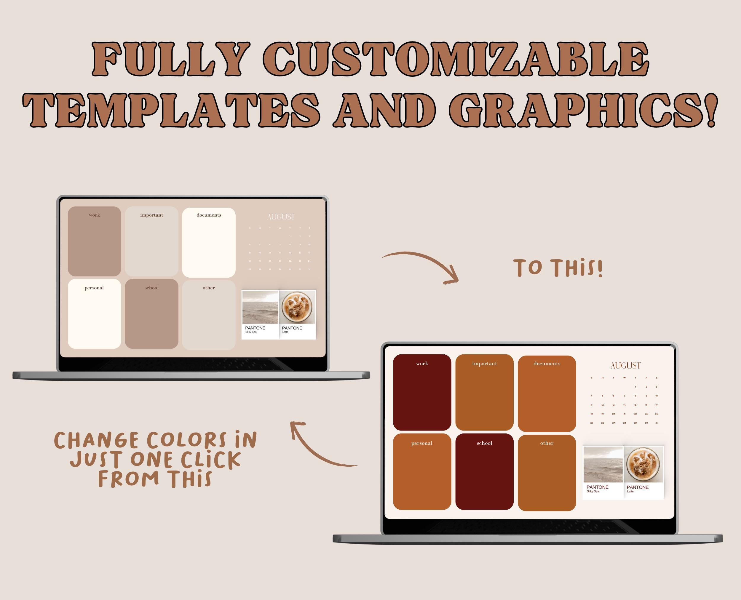 Editable Neutral Desktop Organizers | Desktop Wallpapers & Folder Icons ...