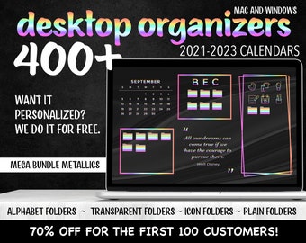 2022-2023 CALENDAR - Desktop Organizer Mega Bundle - Metallic Wallpaper  - Study, Work, Business, To Do - Macbook, Windows Computer