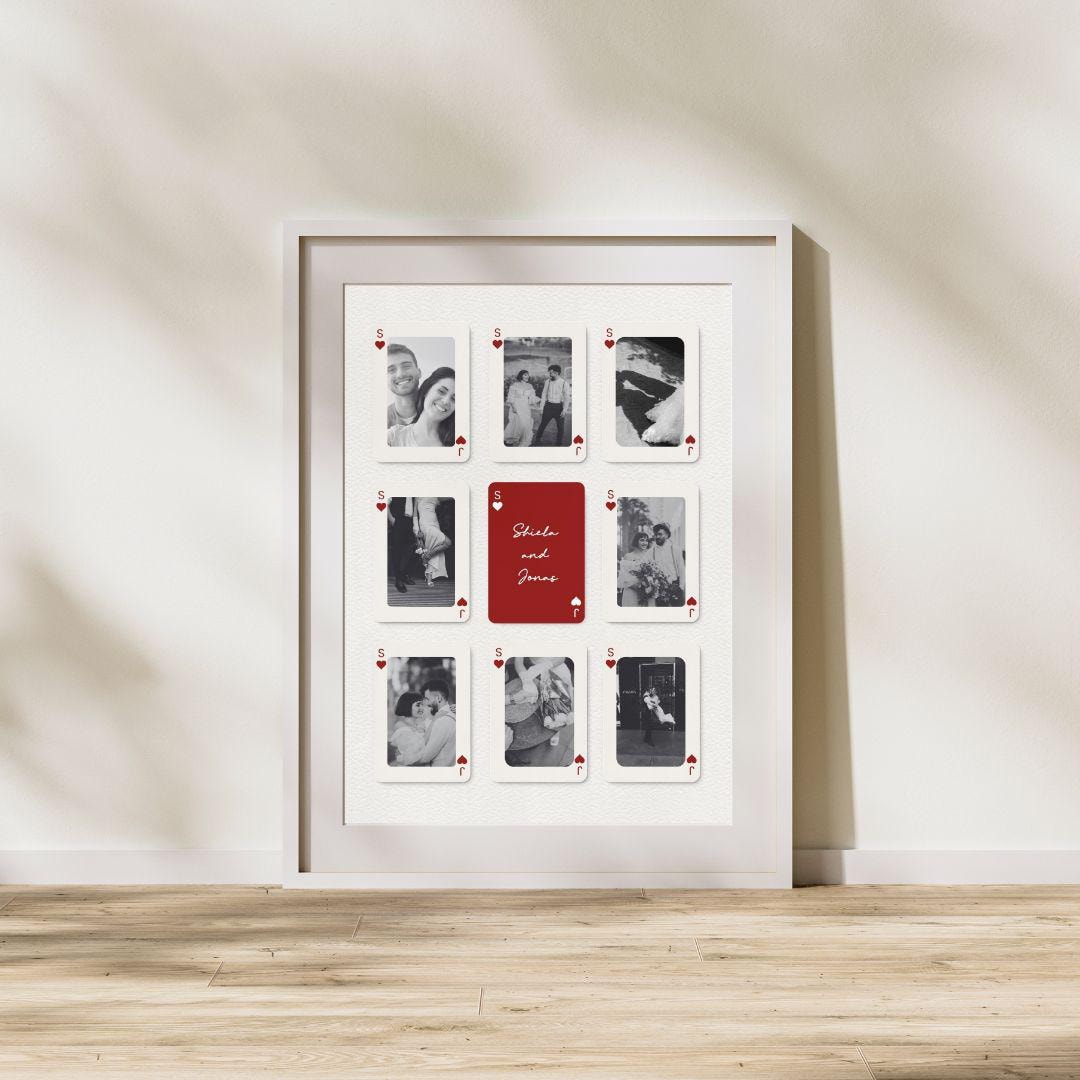 Custom Playing Card Printable Photo Frame, Editable Canva Couple Wall ...