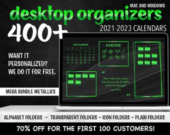 KALENDER 2021–2023 – Desktop-Organizer-Mega-Bundle – Metallic-Tapete – Studium, Arbeit, Geschäft, Aufgaben – MacBook, Windows-Computer