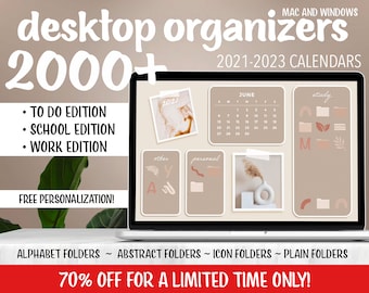 2000+ Neutral Desktop Organizer Mega Bundle - Desktop Wallpaper Neutral Boho - Study, Work, Business, To Do , Mac , Windows, Desktop