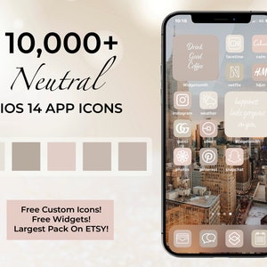 10,000+ High Resolution iOS Neutral White Icons Pack | iPhone iOS 17 App Aesthetic | Free Custom Icons | IOS17 Phone Home Screen Widget