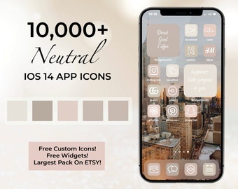 10,000+ High Resolution iOS Neutral White Icons Pack | iPhone IOS 14 App Aesthetic | Free Custom Icons | IOS14 Phone Home Screen Widget