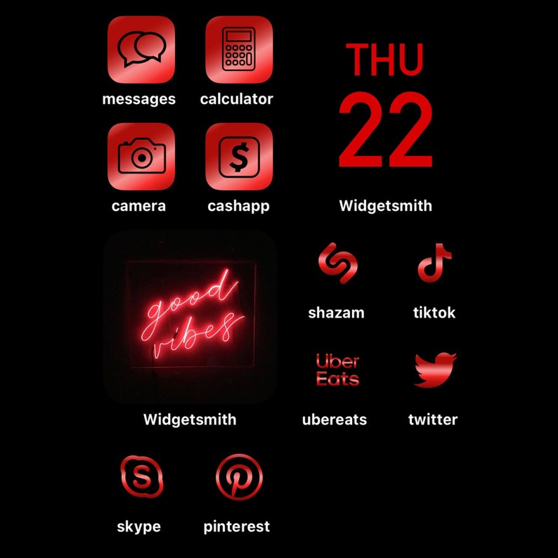 12000 iPhone IOS 14 App Icons The Red Pack RedBlack Etsy