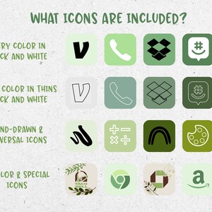 May include: A graphic showing different types of icons available for purchase. The icons are in various colors and styles, including black and white, thin black and white, hand-drawn, and bicolour. The icons include a phone, a box, a hashtag, a rainbow, a paint palette, a taco bell logo, a google chrome logo, a camera icon, and an amazon logo.