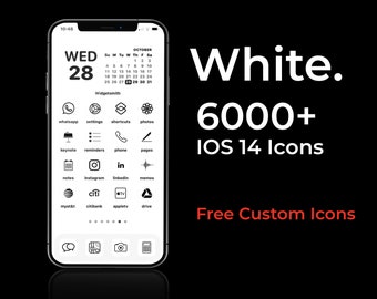 6000+ White iPhone iOS 17 Icon Pack | Minimalistic Aesthetic | Black, White, Grey | Personalised Home Screen Widget | Free Custom Icons