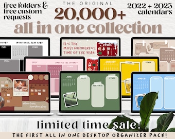 2022, 2023 Mega All In One Desktop Organizers | Desktop Wallpaper Neutral Boho, Color, Metals | Study, Work, Business | Macbook + Windows