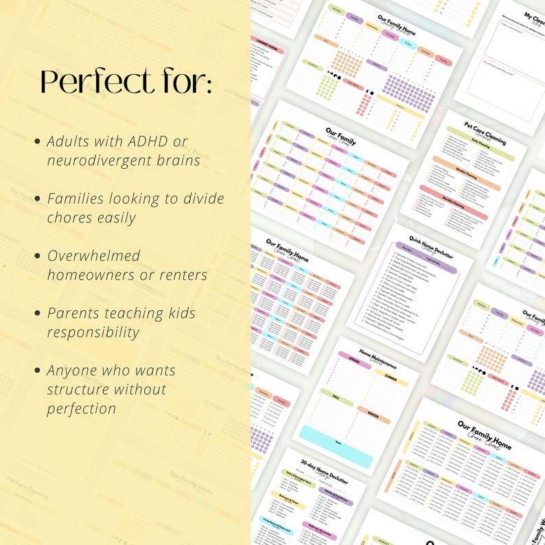ADHD Cleaning Planner Bundle | Printable Chore Chart | Editable Daily ...