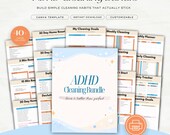 Cleaning Planner ADHD Friendly, Home Cleaning Bundle, Declutter Checklist, Cleaning Routine Planner, Printable Cleaning Schedule
