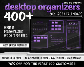 2022-2023 CALENDAR - Desktop Organizer Mega Bundle - Metallic Wallpaper  - Study, Work, Business, To Do - Macbook, Windows Computer