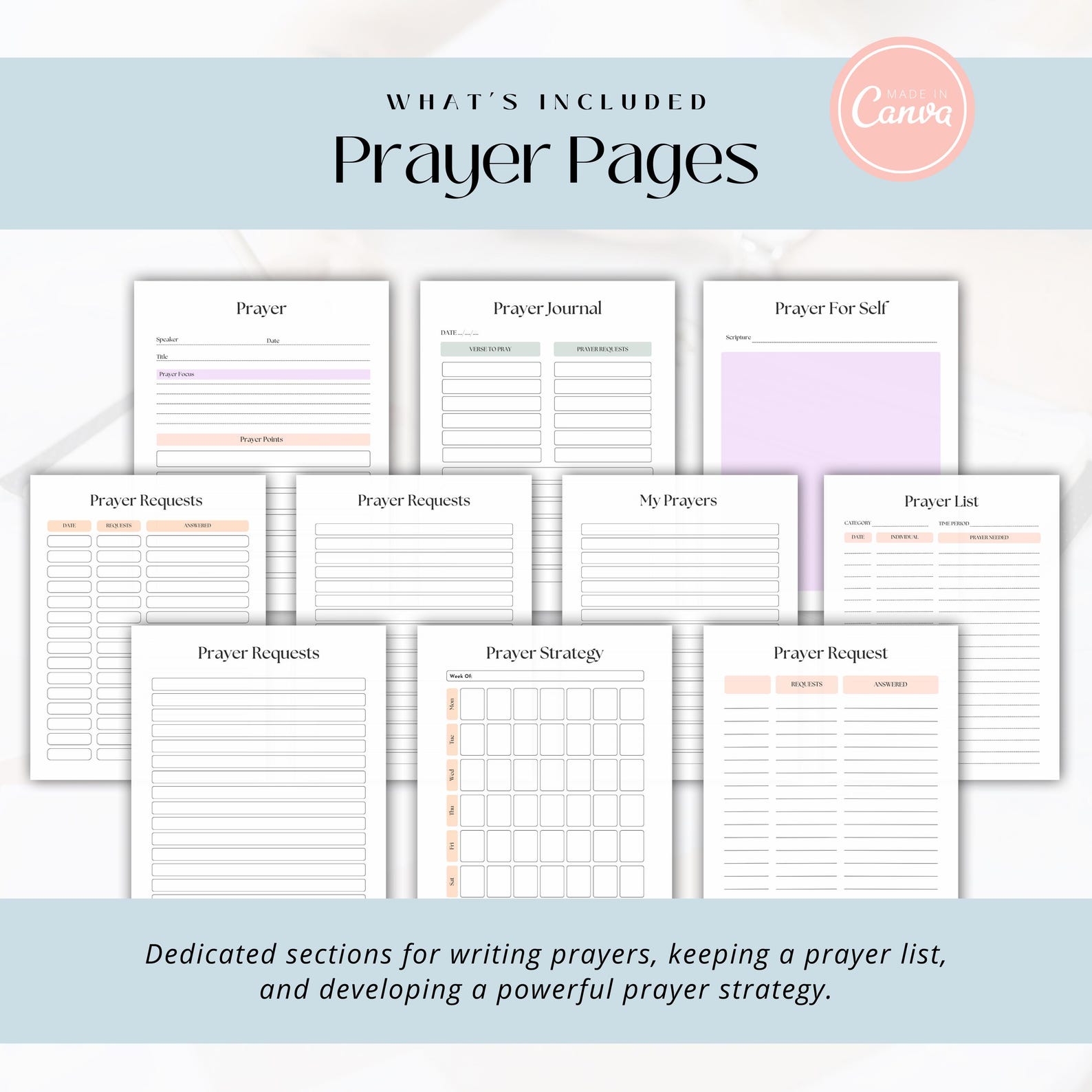 Prayer Journal | Printable & Editable Faith Planner | Bible Study ...
