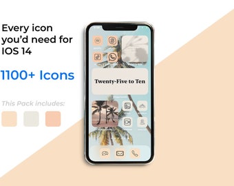 1100+ iPhone IOS 14 App Icons Pack | Beige/Orange Black Icons Aesthetic | Social Media Phone IOS14 | Personalised Home Screen Widget