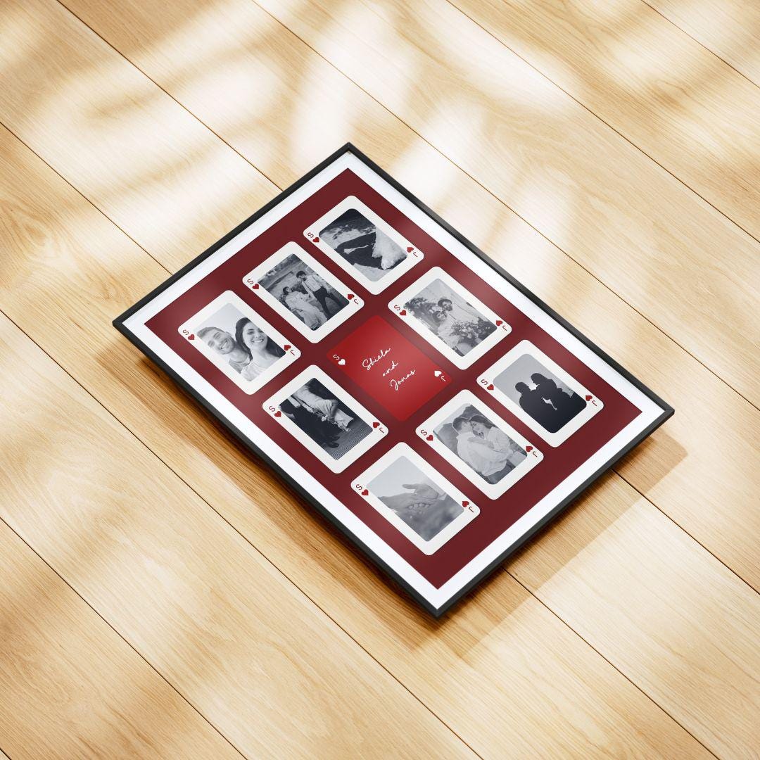 Custom Playing Card Printable Photo Frame, Editable Canva Couple Wall ...