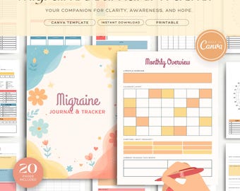 Migraine Journal & Tracker | Headache Diary, Pain Log, Symptom and Trigger Tracker, Wellness Planner, Printable Digital Template