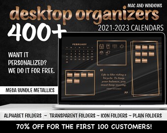 2021-2023 CALENDAR - Desktop Organizer Mega Bundle - Metallic Wallpaper  - Study, Work, Business, To Do - Macbook, Windows Computer