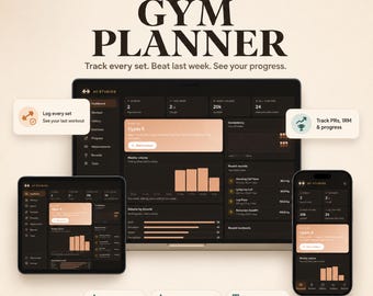 Workout Tracker App | Gym Progress Planner | Progressive Overload Log, 1RM Calculator, PR Tracker | Offline + Online | Instant Download